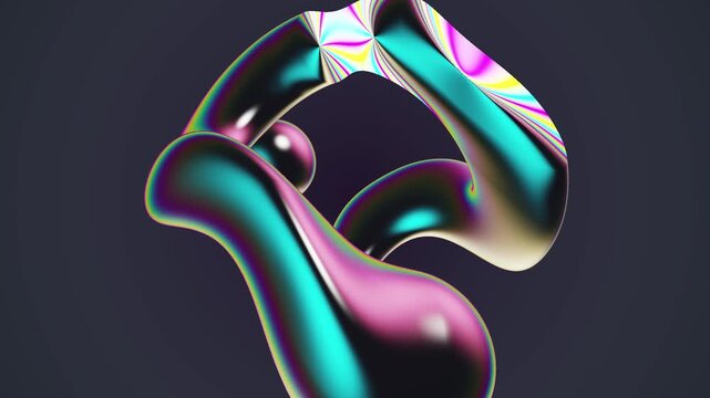 Premium Iridescent Fluid Metal Abstract 3D Morphing Shape Seamless