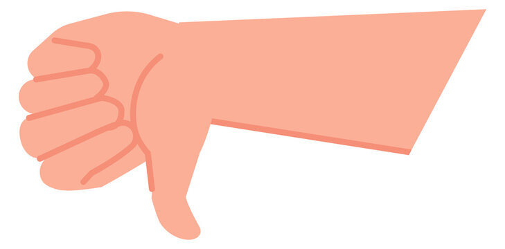 Downvote gesture symbol. Thumb down color icon