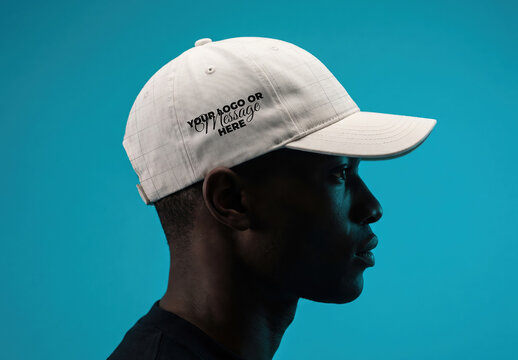 Model Wearing Baseball Cap Side Branding Mockup