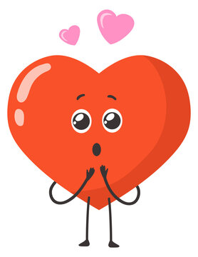 Romantic mascot. Heart with loving face cartoon character