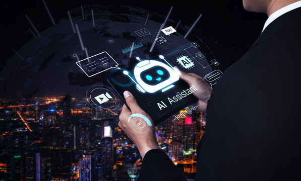Futuristic AI assistant with autonomous agent capabilities, AI natural language understanding, and seamless business workflow AI integration. AI for modern productivity and tech solutions. Corpus