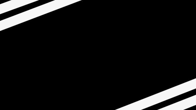 White diagonal stripes wipe transition on black background