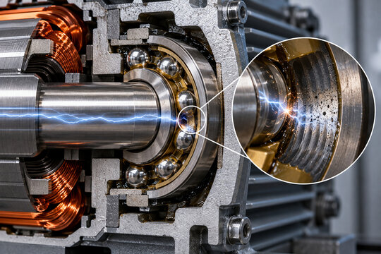 Electric motor bearing electrical erosion and fluting cutaway