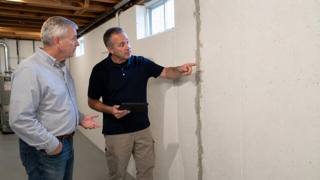 Buyer reviews prior foundation repair before potential home purchase