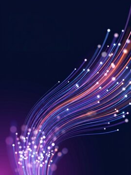 Abstract digital light trails representing data flow and high-speed internet connectivity.