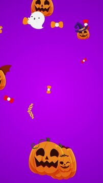 Halloween themed animated elements falling seamles loop
