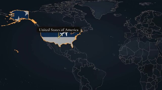 Transpacific Flight Route: USA to UK | Animated Travel Map Video