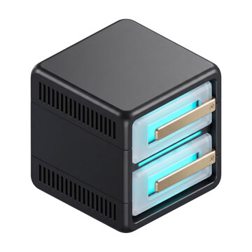Compact Dual Bay NAS Server 3D Isometric SSD Storage Enclosure Icon