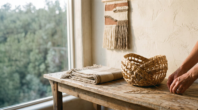 Finished woven goods arranged for a natural fiber campaign