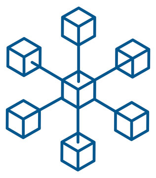 Network line icon. Connection diagram. Cube logo