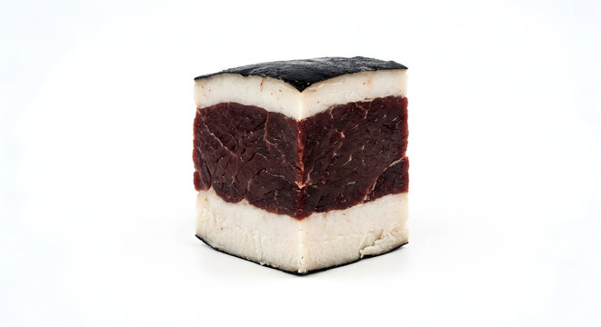 Faroese grind og spik food block Isolated on White Background