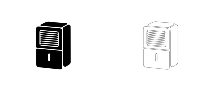 Portable air conditioner dehumidifier vector icon filled and outline, mobile cooling unit symbol.