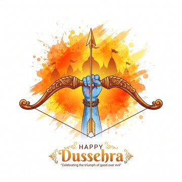 Happy Dussehra Festival Poster With Lord Rama Celebration

