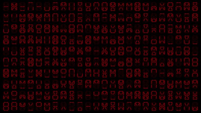 Alien characters panel displaying encrypted messages