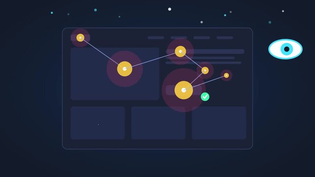 UI design optimization video footage showing user tracking heat map and interface analytics in motion graphics
