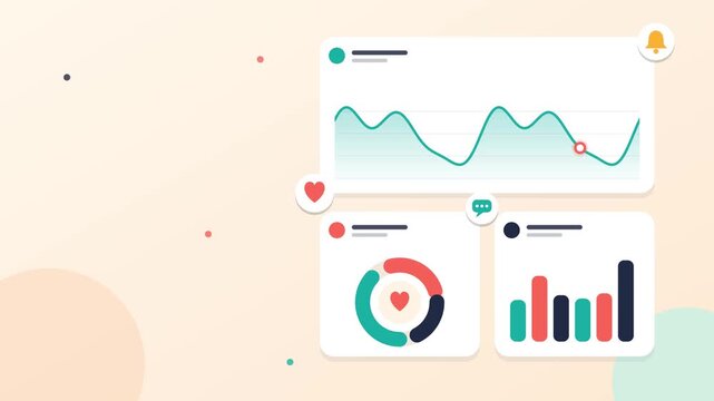 Animated infographics displaying dynamic financial analytics charts and statistics in vector motion footage loop
