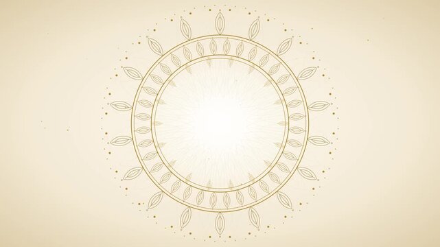 Golden mandala background loop with intricate patterns, ethnic ornaments, and graceful rotation for traditional spiritual events