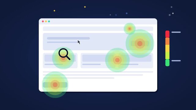 Website heat map analytics tracking user interaction data and behavior on digital screen motion footage clip