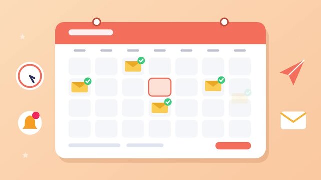 Animated calendar planner scheduling important business email messages in bright modern office motion graphics video clip