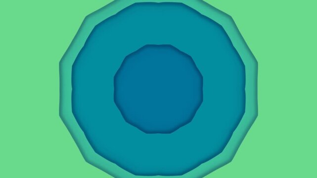 A continuous video displaying intricate circular shapes in blue arranged as layers on top of each other