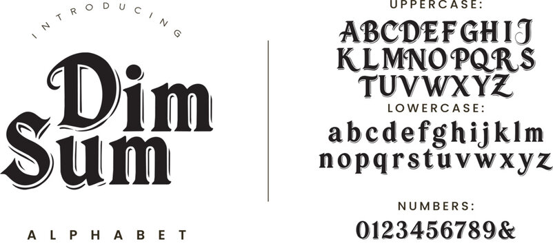 Dim Sum Aesthetic Retro Typography Specimen With Uppercase Lowercase Characters And Digits