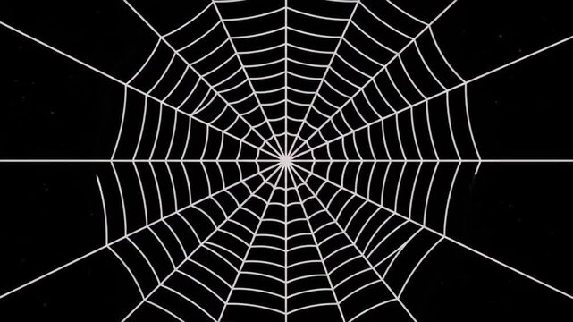 White spider web against black background with zoom in camera technique