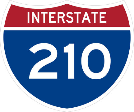 Interstate 210 I210 Road Sign Shield Icon Isolated on Transparent Background