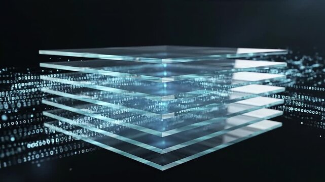 Stack of clear glass sheets with sharp edges