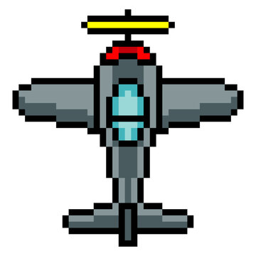 Propeller plane in pixel art style