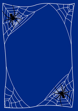 Rectangular spiderweb frame with spiders, space for text