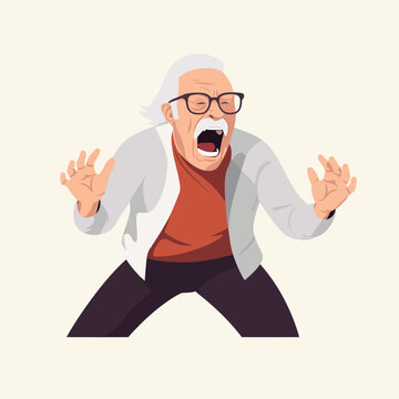 Old man shouts isolated