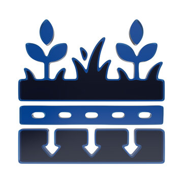 Glassmorphism ecosystem icon with plants and groundwater layer for environmental studies nature ecology isolated on a transparent background