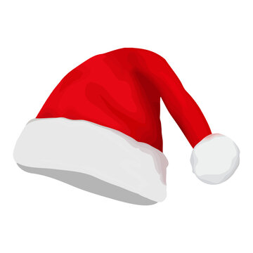 Red santa claus hat isolated on white background for christmas
