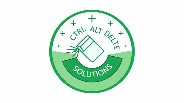 CTRL ALT DELTE Solutions Logo &ndash; Green Tech Design Symbolizing Reset and Problem Solving