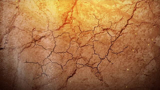 abstract textured dry cracked mud ground with falling debris dust effect