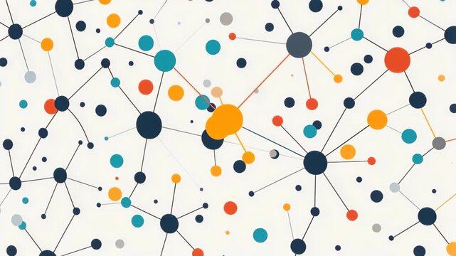 Network Connections Abstract: A colorful abstract illustration depicting a network of connected dots and lines, symbolizing communication, data, or scientific concepts.