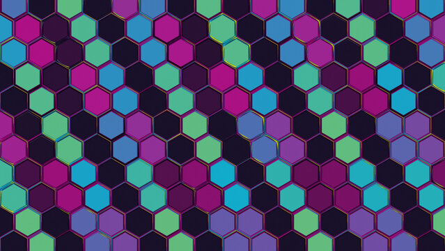 Colorful Hexagon Pattern Abstract Digital Geometric Background