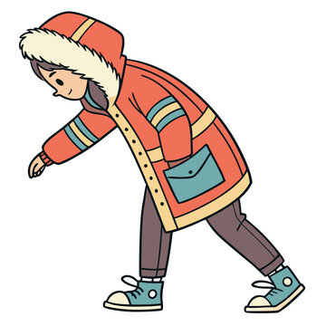 Illustration vectorielle d&rsquo;une veste d&rsquo;hiver de dessin anim&eacute; isol&eacute;e sur fond blanc