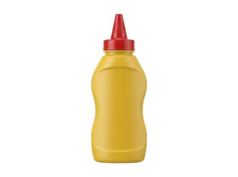 Yellow plastic mustard squeeze bottle isolated
