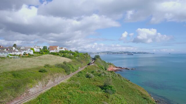 Steam Train, Broadsands Beach, Paignton, Devon, England, United Kingdom