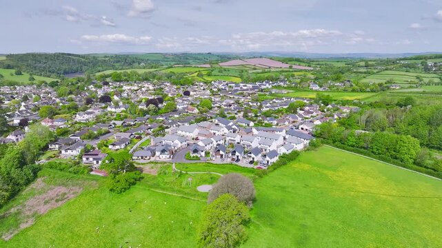 Stoke Gabriel from a drone, Devon, South Hams, England, United Kingdom