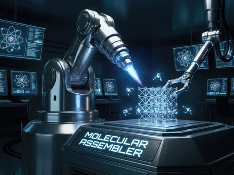 Advanced robotic molecular assembler forging complex geometric matter with lasers
