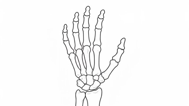 Creepy human skeleton hand fingers flexing gesture anatomical death bone icon isolated on white background