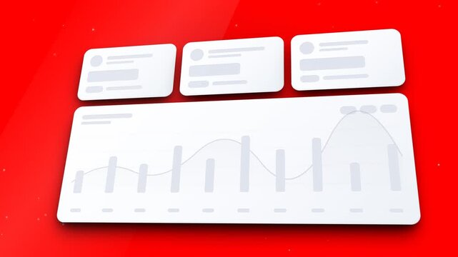 Skeleton loading shimmer dashboard interface on red background