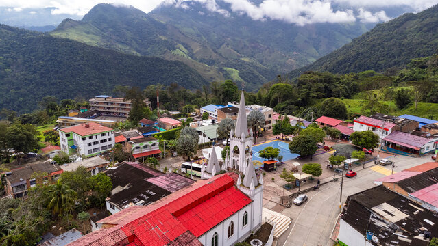 San Pablo de Borbur, Boyac&aacute; - Colombia. March 11, 2026. Aerial drone view; it is located 830 meters above sea level.
