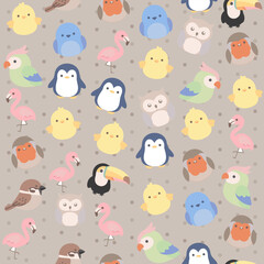 Fototapeta premium Seamless pattern with cute cartoon birds for children textile design and nursery room decoration