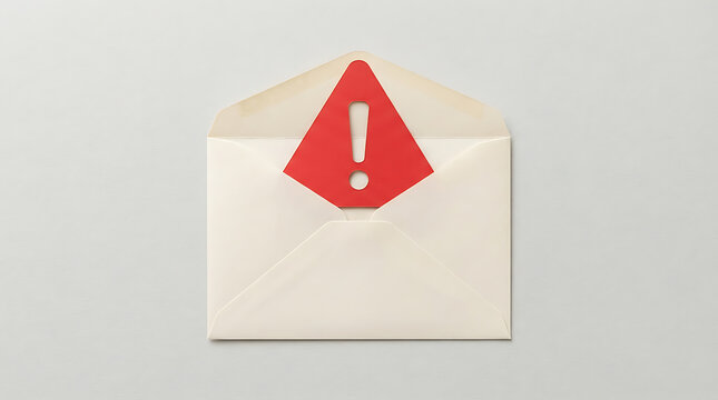 Open envelope with a red warning sign and exclamation mark representing phishing alert