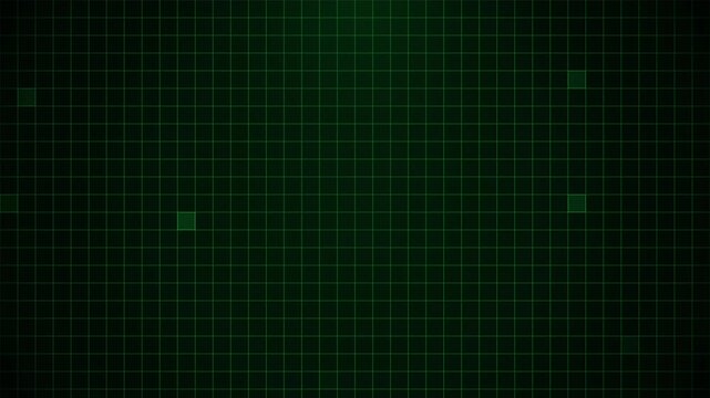 Tactical glowing emerald green phosphor sonar oscilloscope radar grid background featuring shimmering digital coordinate lines, breathing ambient matrix hum, and pulsing tactical target tiles.