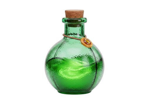 Green magic potion bottle with cork stopper