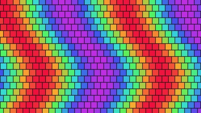 Rainbow Brick Mosaic Pattern with Diagonal Color Bands